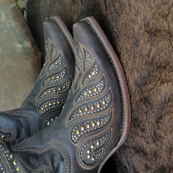 CORRAL C2878 brown leather & gold studded snip toe cowgirl western boots… - Picture 12 of 16